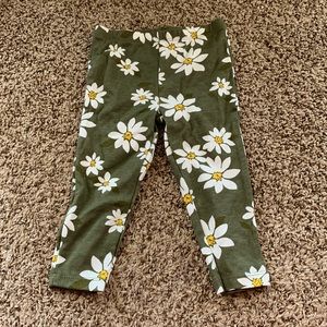 Carter’s olive green with white and yellow flower leggings 18 months
